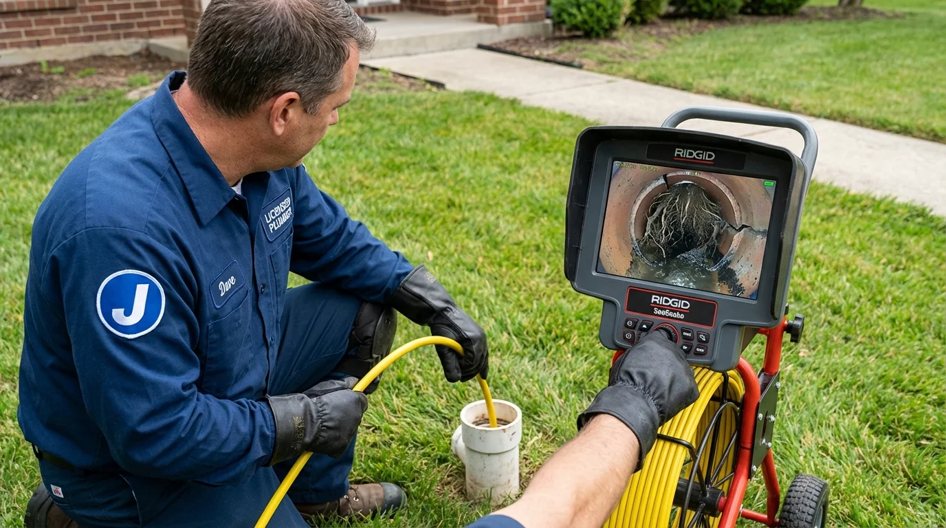 Sewer camera inspection being performed by Johns Plumbing LLC in Atchison